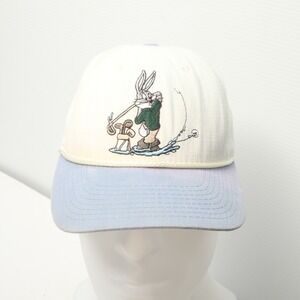 Warner Bros Studio Store Bugs Bunny Golf Hat Unisex OS Cream Blue Vintage Strap